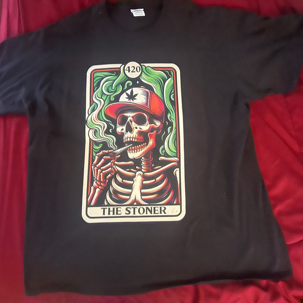 Port and Company Black Tee with Skeleton Graphic 2XL
